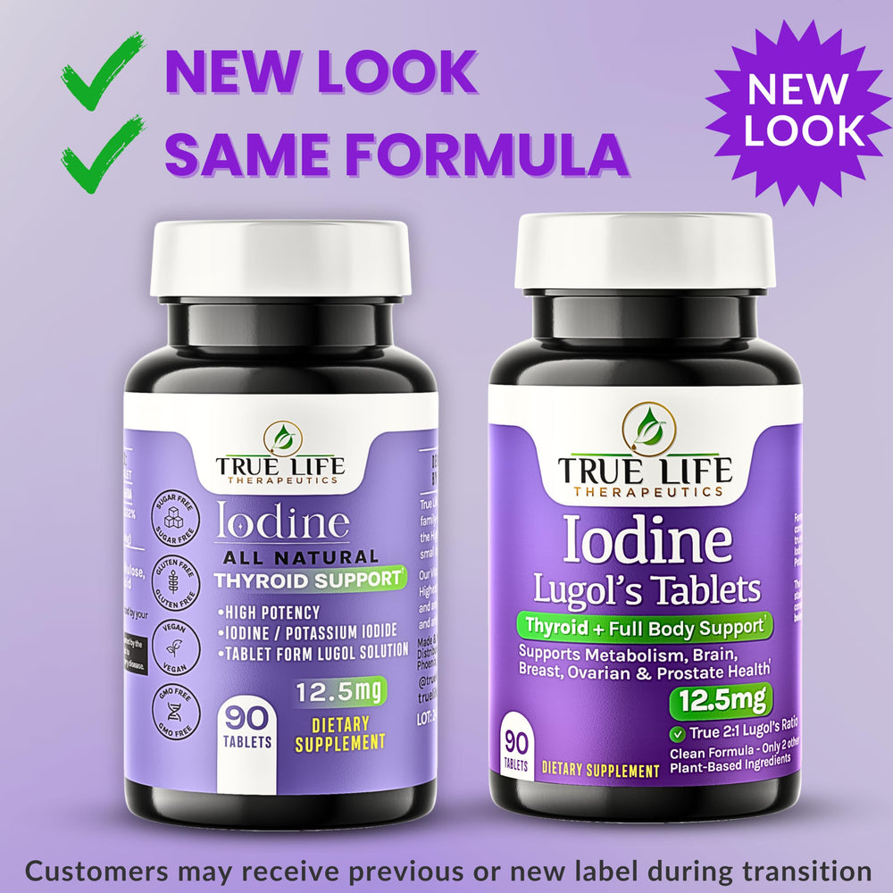 True Life Therapeutics Lugol's Iodine Tablets back label with usage notes