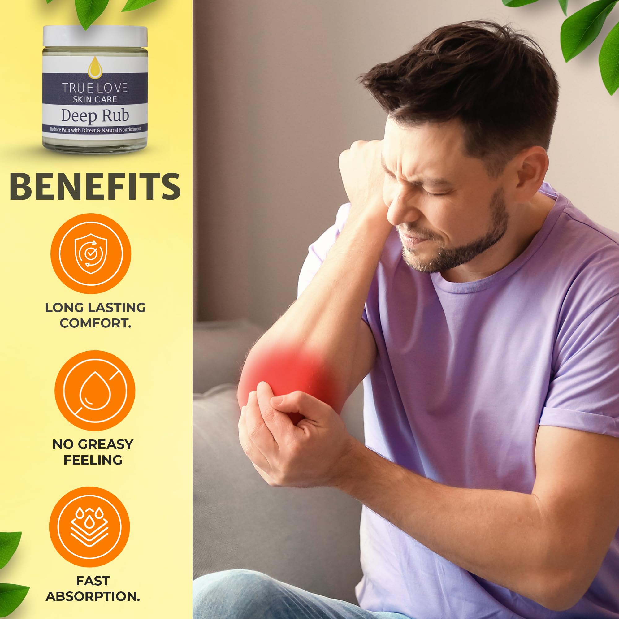 True Love Deep Rub Pain Cream application demonstrates easy, mess-free soothing for daily soreness.