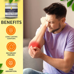 True Love Deep Rub Pain Cream texture on skin demonstrates smooth absorption.