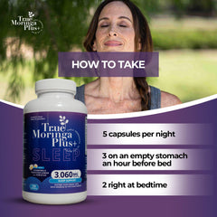 Valerian root herbs with True Moringa Plus+ evoke natural calm for sleep.