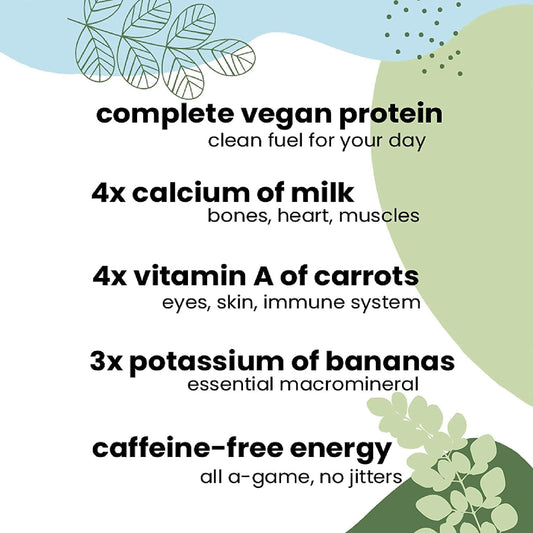 True Moringa powder-dispense scene shows easy scoop for quick daily boosts.