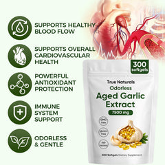 TRUE NATURALS odorless garlic capsules ideal for daily heart and immune support