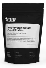 True Nutrition Chocolate Whey Isolate Cold-Filtration tub showing premium protein source and packaging