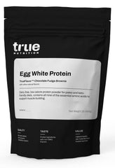 True Nutrition egg white protein powder tub demonstrates a dairy-free protein option