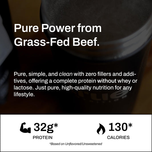 Pouring True Nutrition grass-fed beef protein isolate for quick mixing