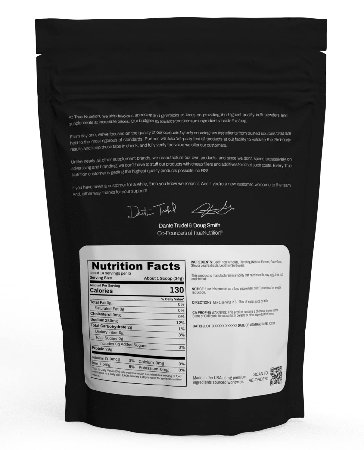 True Nutrition beef protein isolate scoop ready for quick shake