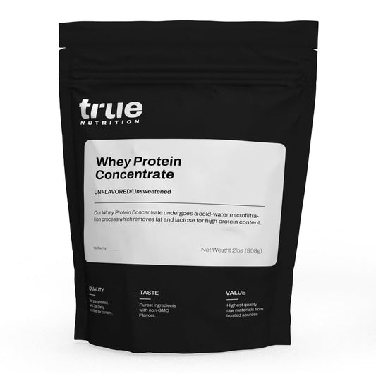 True Nutrition Whey Concentrate bag front showing premium protein quality.