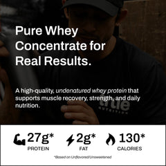 True Nutrition whey concentrate bottle with scoop ready to mix.