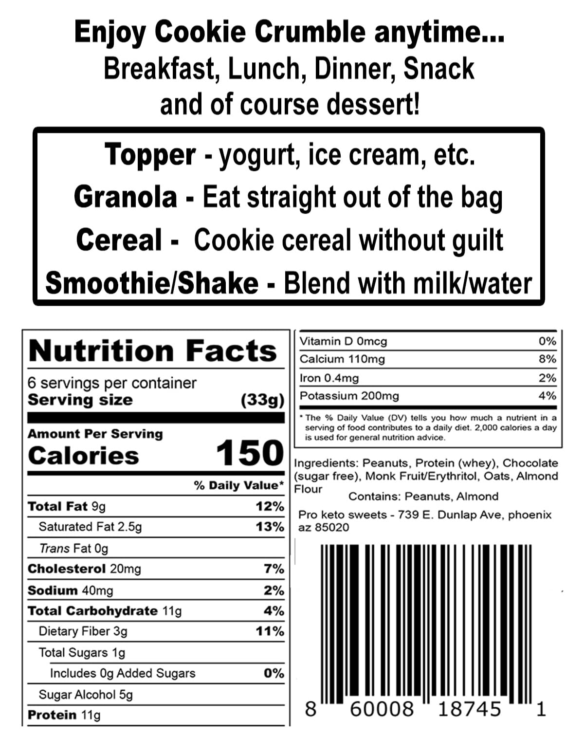 TRUE PATH 66g protein label close-up highlighting high-protein nutrition