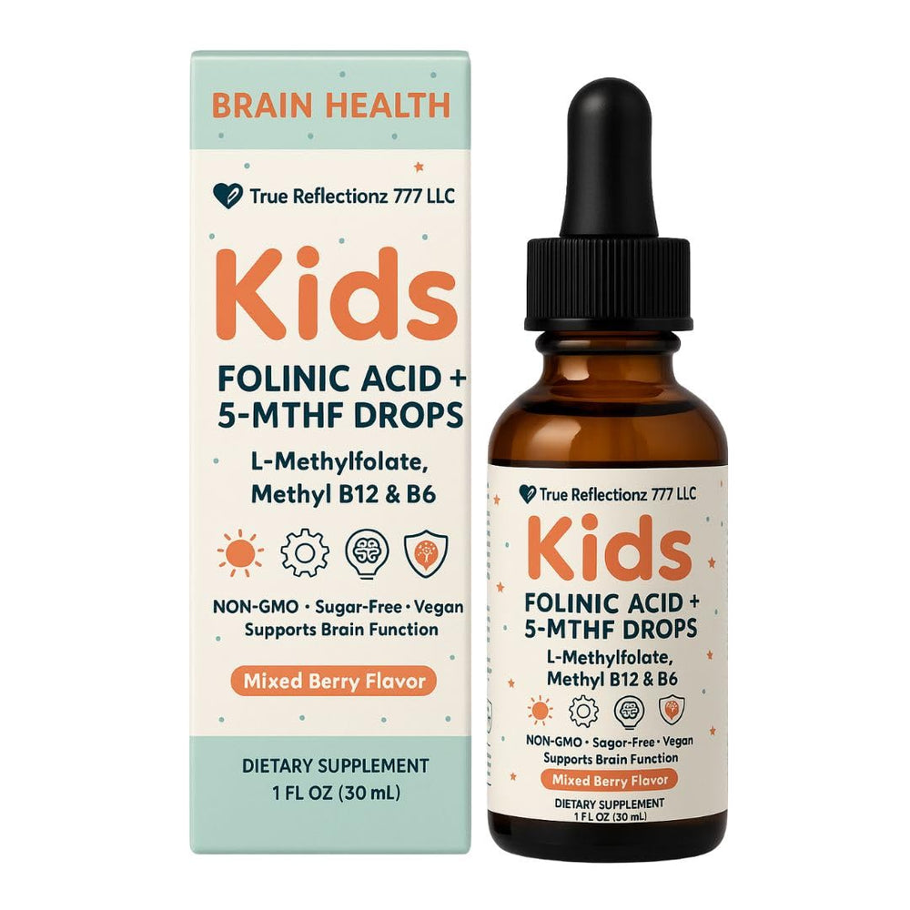 True Reflectionz folinic acid drops bottle for daily wellness in kids and adults