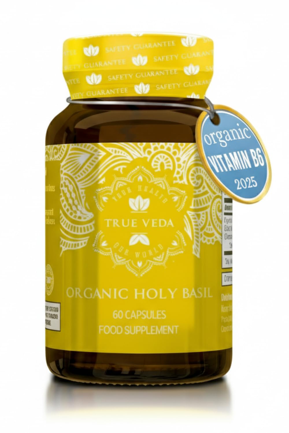 True Veda Holy Basil capsules in bottle for daily balance and calm
