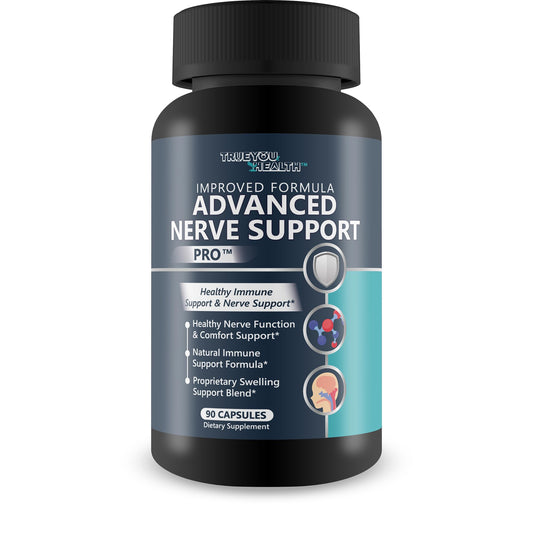 True You Health Advanced Nerve Support Pro bottle pour showing easy daily use for nerve health
