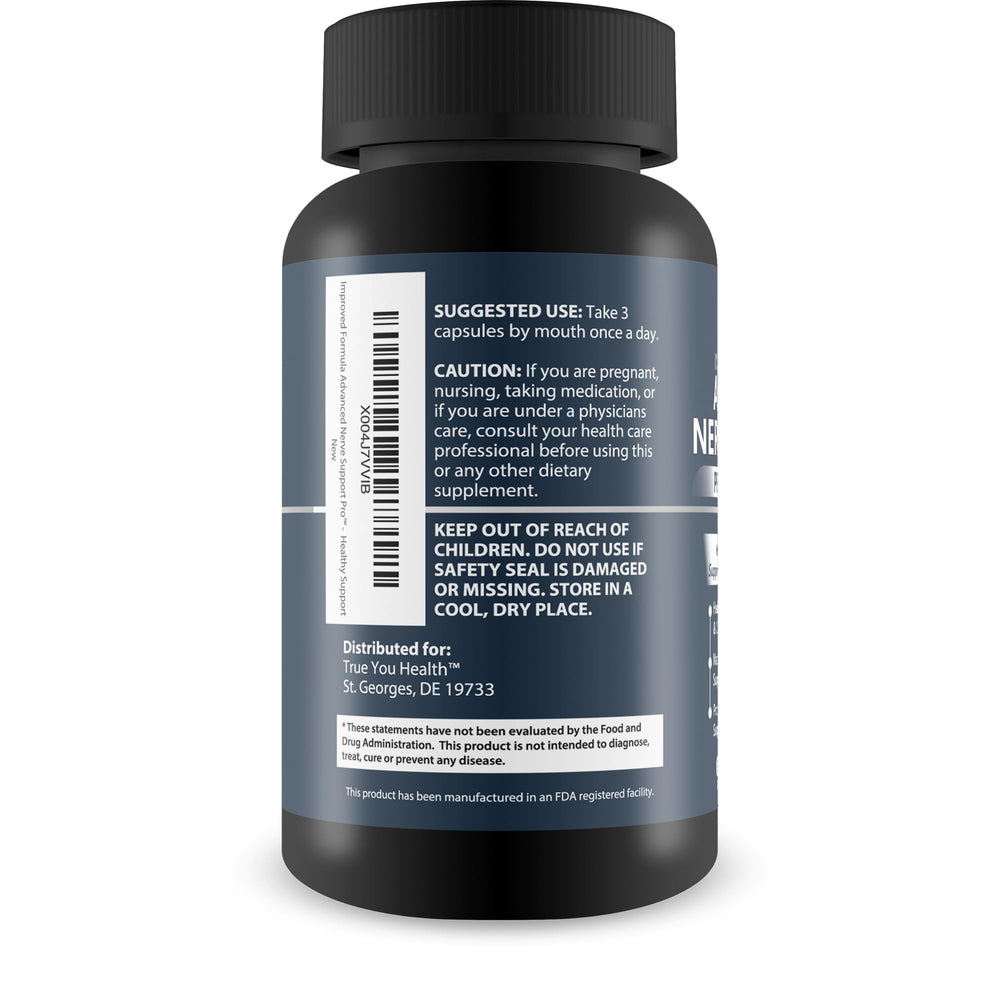 True You Health Advanced Nerve Support Pro label packaging emphasizing quality formulation
