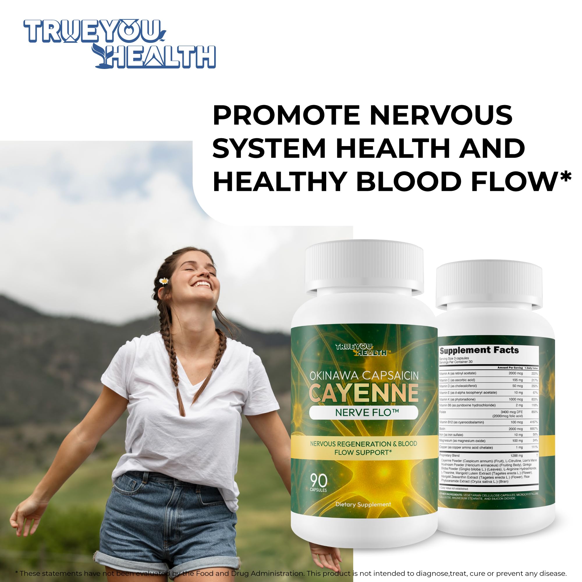 True You Health B vitamin complex tablets support nerve health and repair.