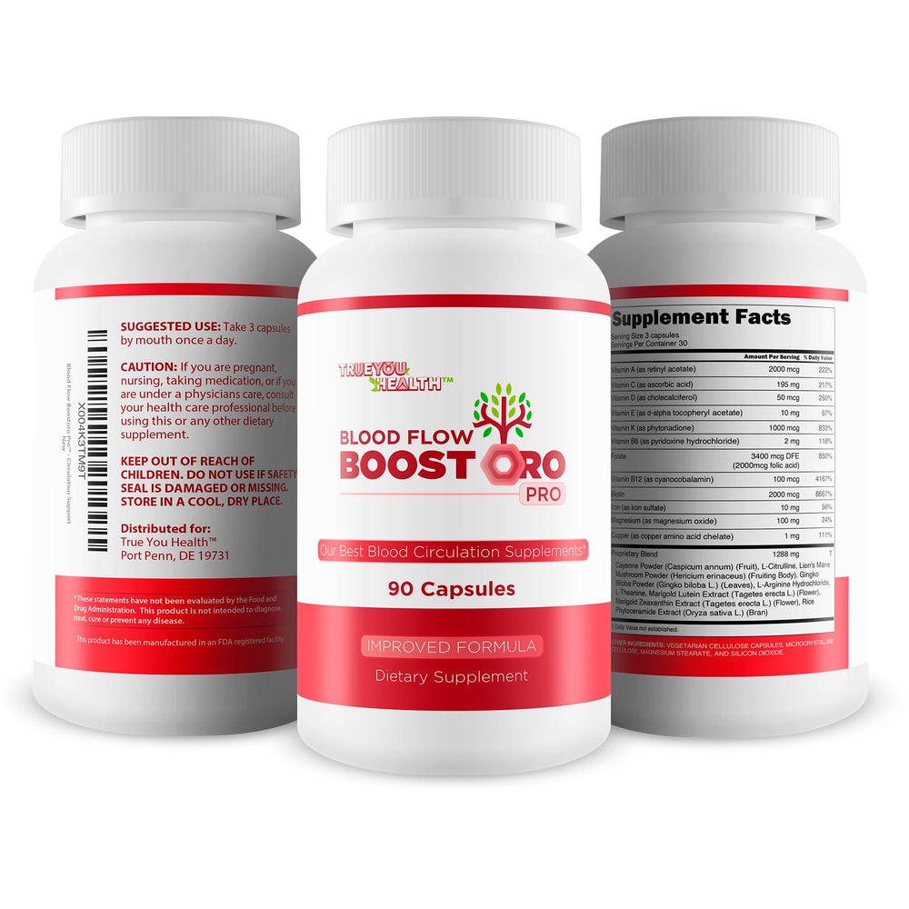 Ingredients panel highlighting L-Arginine and vein-friendly vitamins