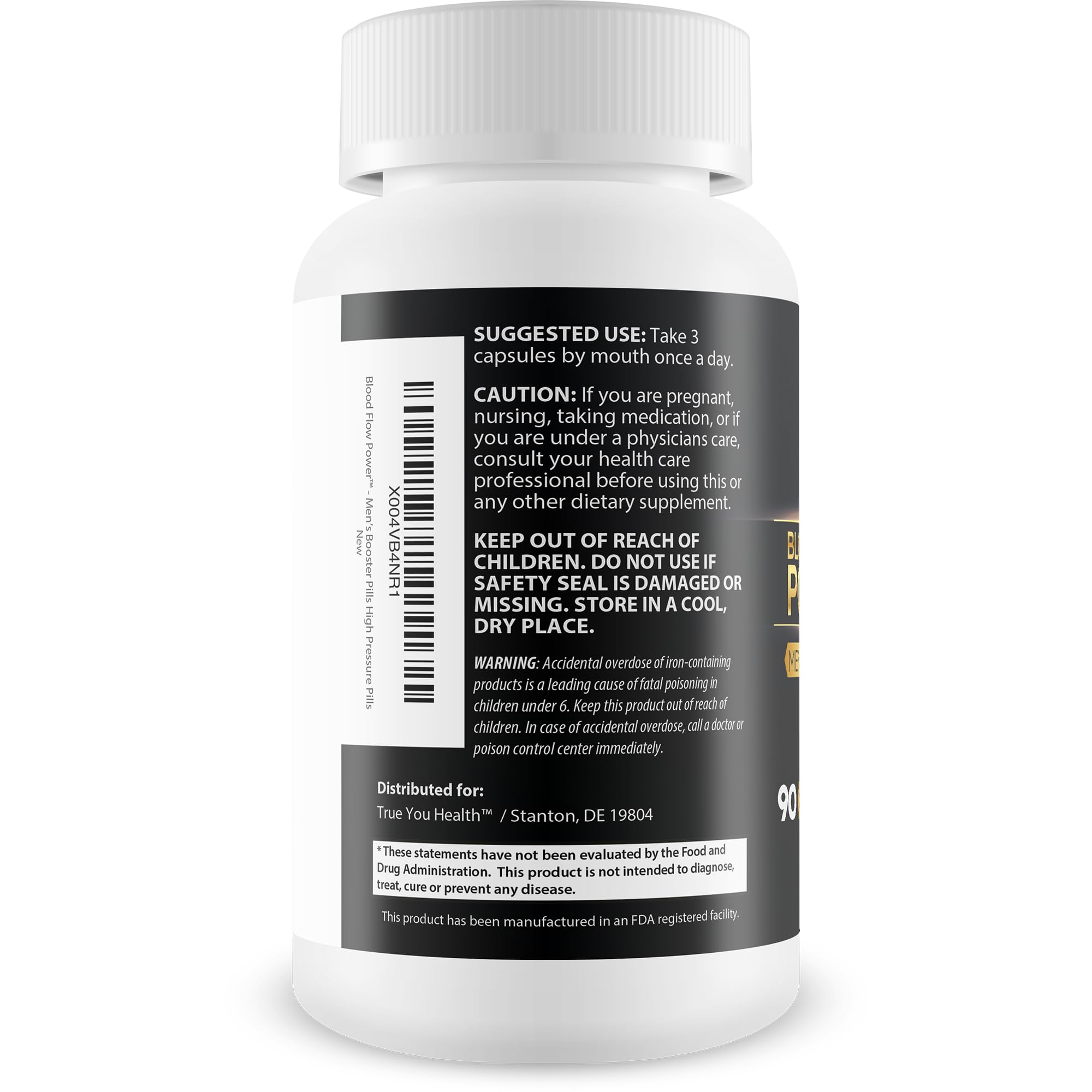 True You Health Blood Flow Power label detail highlighting daily circulation support.