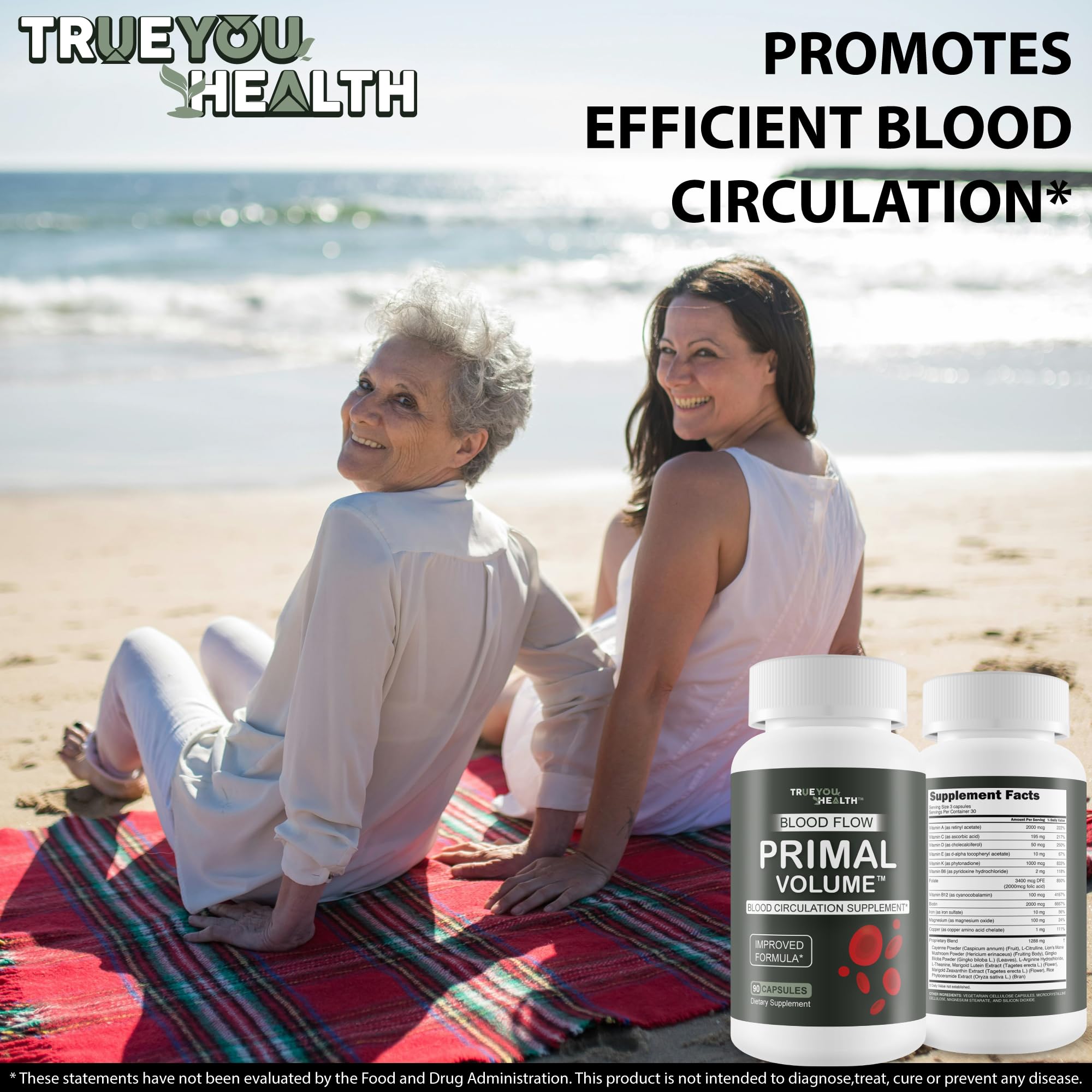 True You Health Blood Flow Primal Volume with Ginkgo biloba visual hints at cognitive support