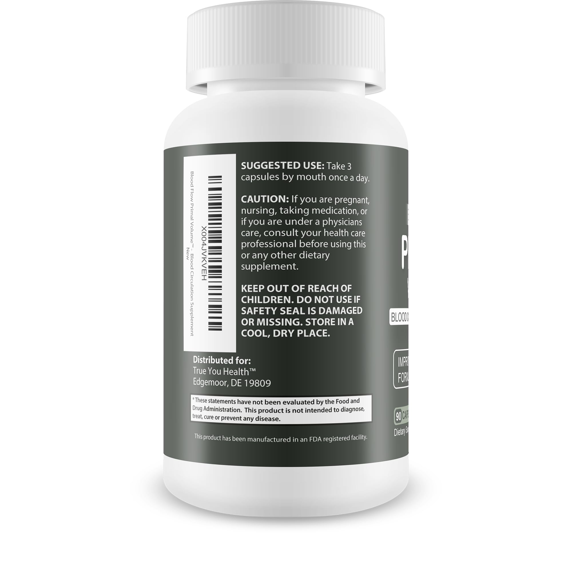 True You Health Blood Flow Primal Volume capsules display easy-to-take vegan capsules