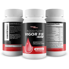 True You Health Blood Flow Vigor Fix Pro bottle with measurement lines for daily use