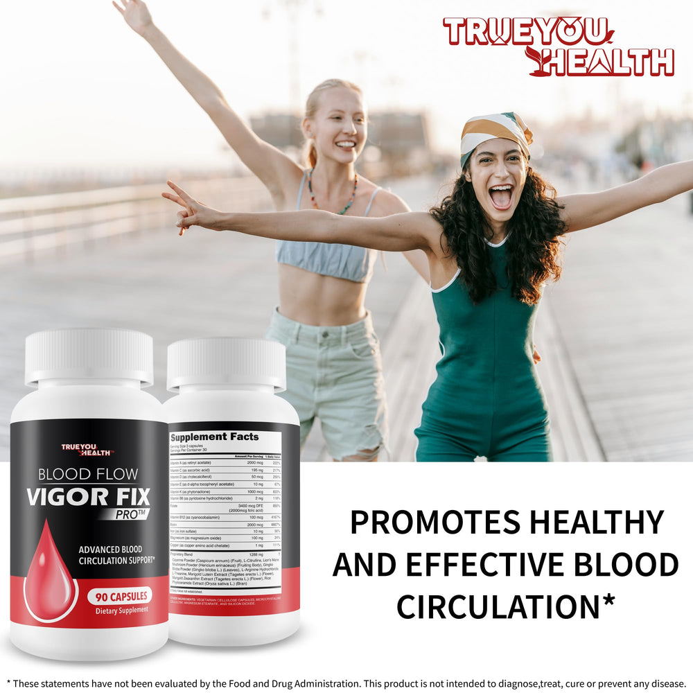 True You Health Blood Flow Vigor Fix Pro packaging shot styled for on-the-go routine
