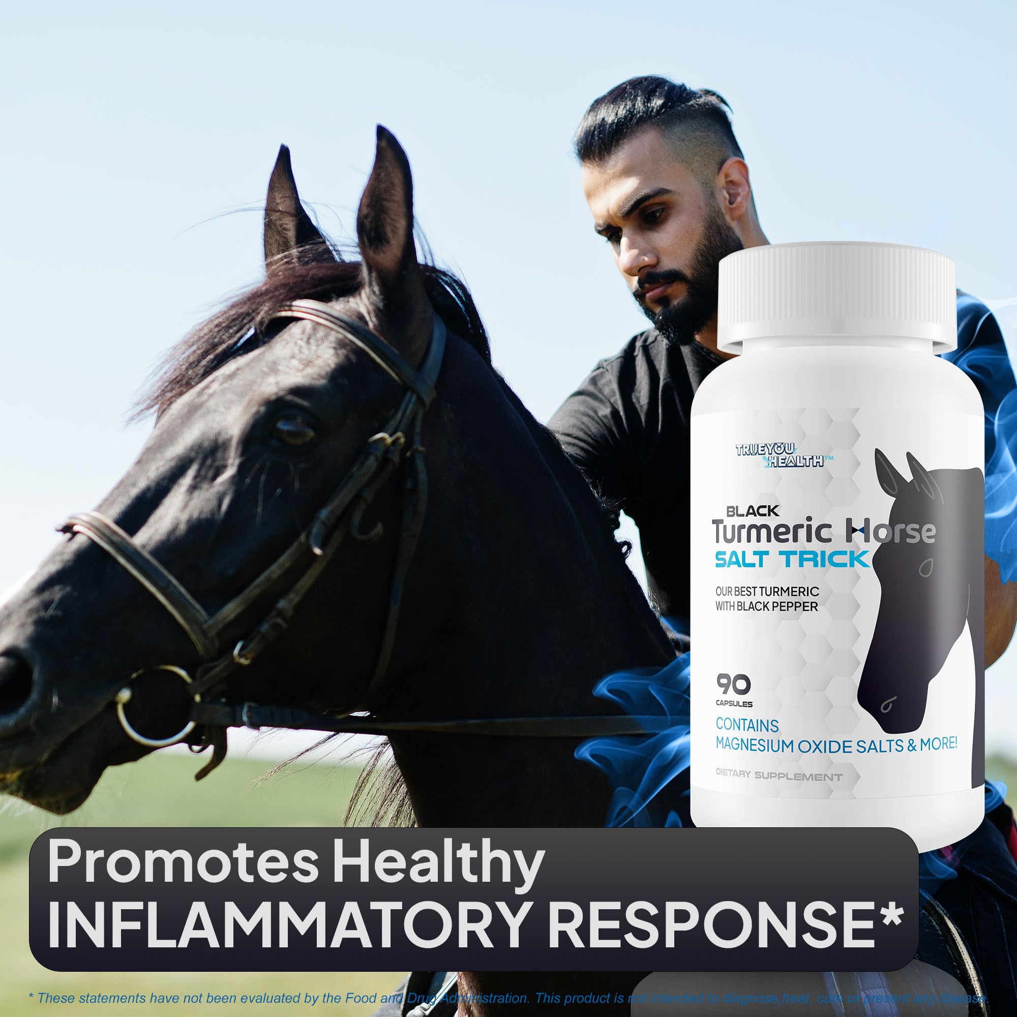 True You Health package paired with blue salt suggests a holistic daily wellness routine.