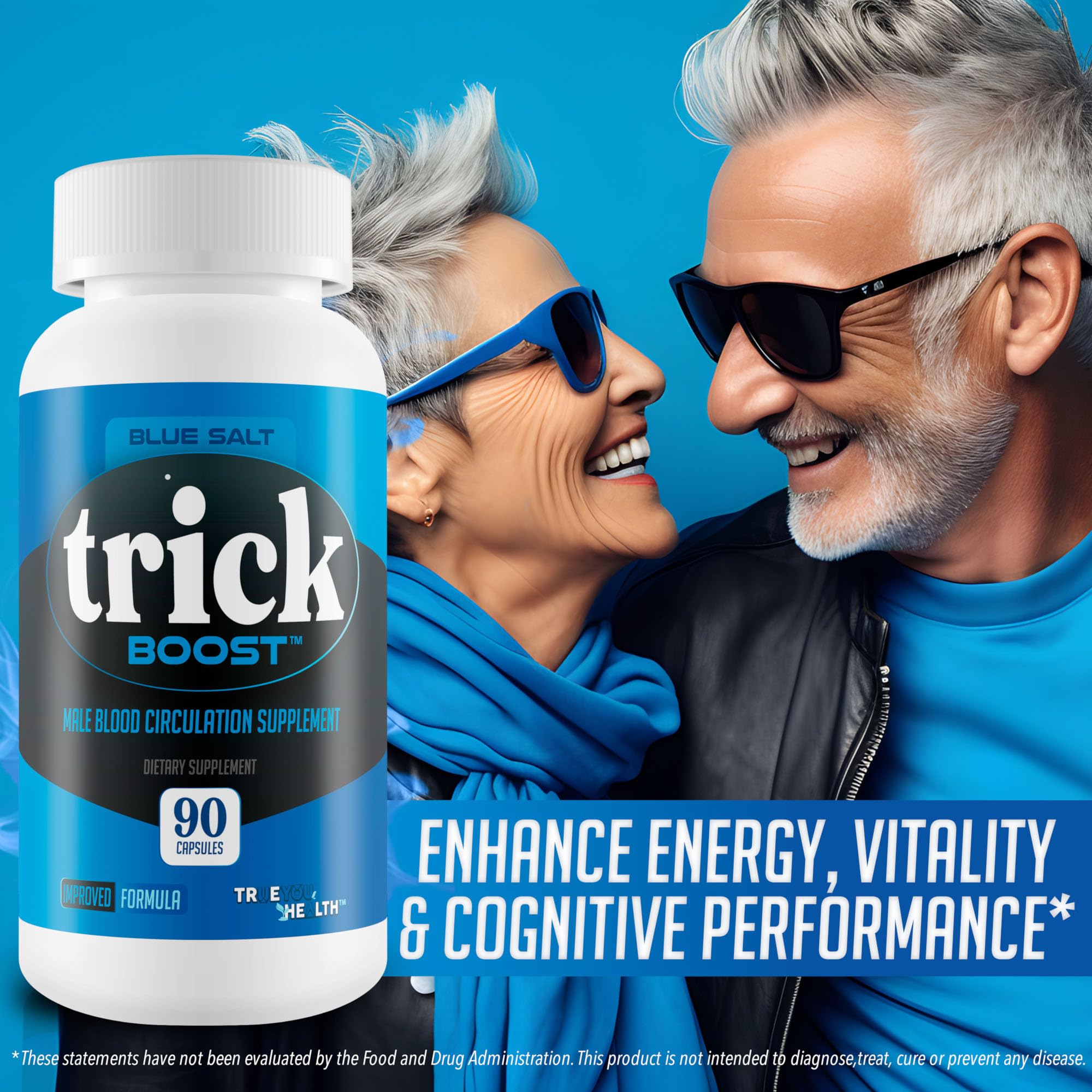Close-up of Blue Salt Trick Boost capsules ready for daily use.