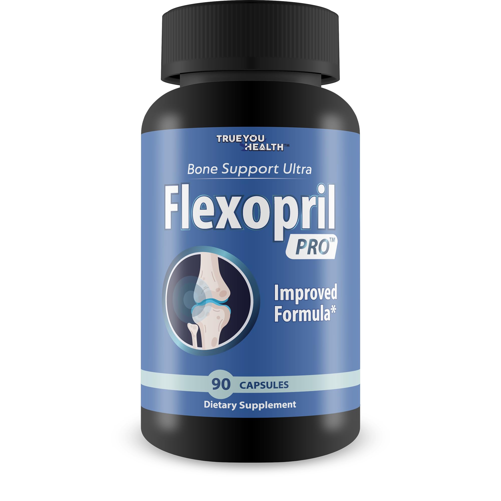 True You Health Bone Support Ultra Flexopril Pro bottle promotes daily bone health.