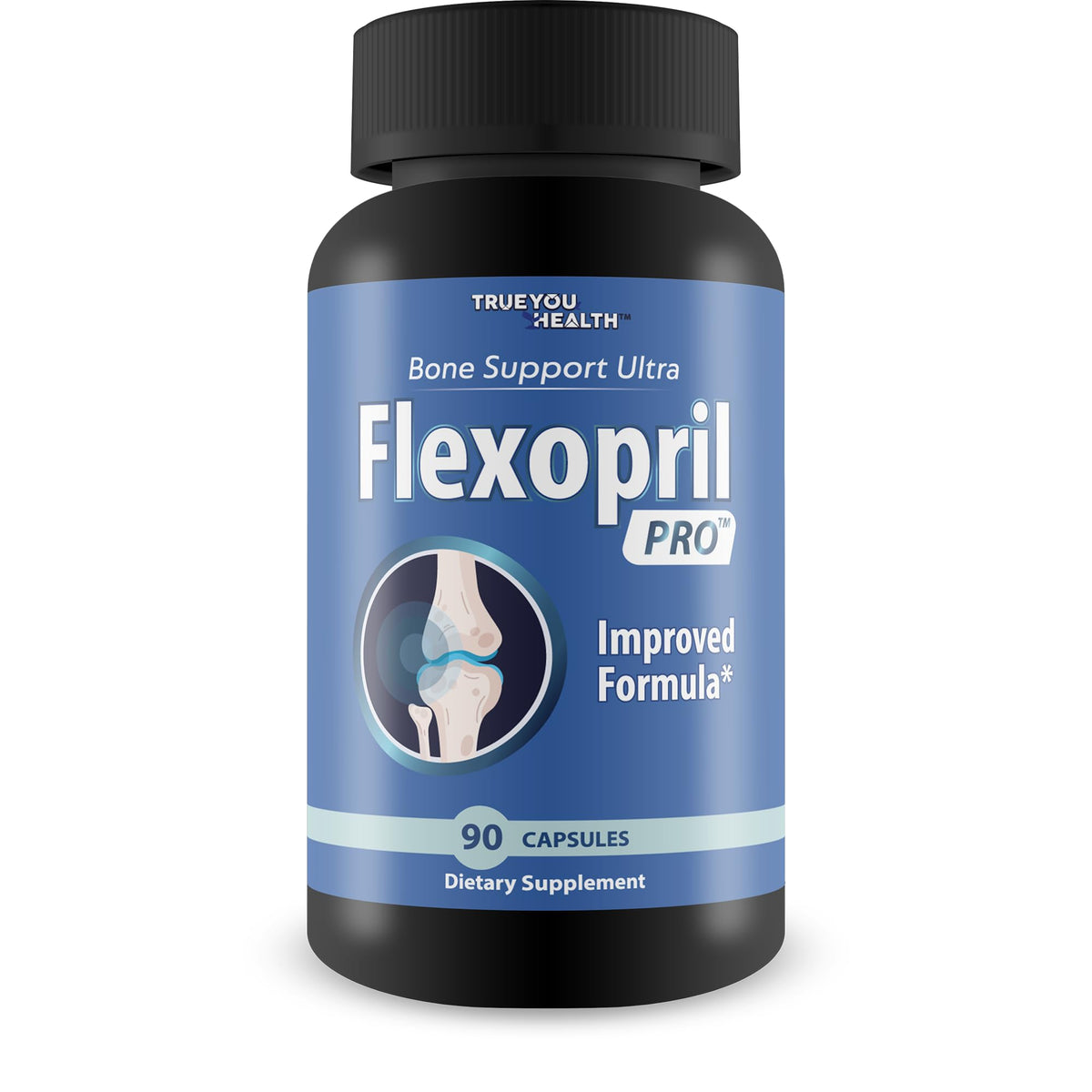 True You Health Bone Support Ultra Flexopril Pro bottle promotes daily bone health.