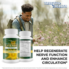True You Health Cayenne nerve flow visual highlights improved circulation support.