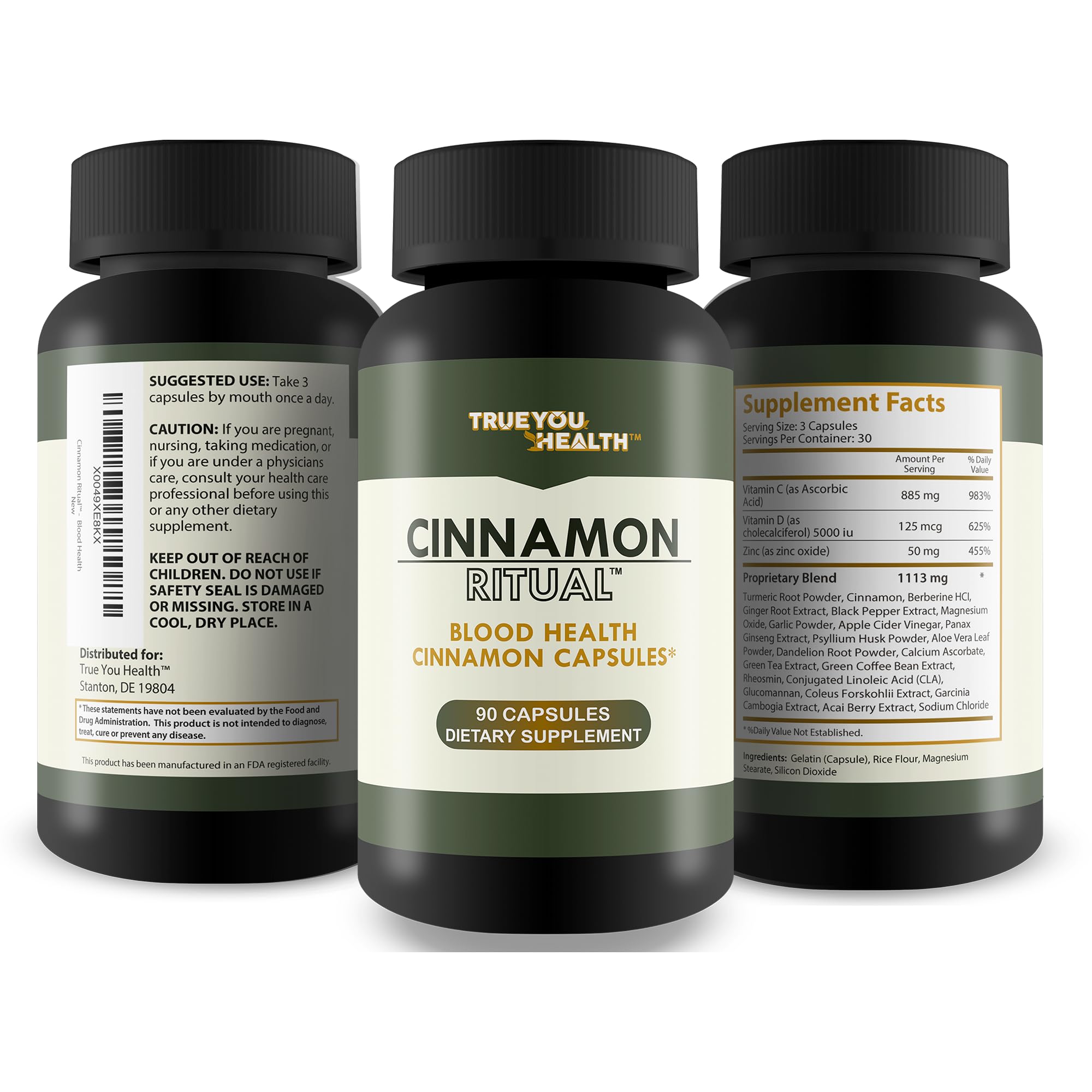 True You Health Cinnamon Ritual packaging emphasizing USA-made quality