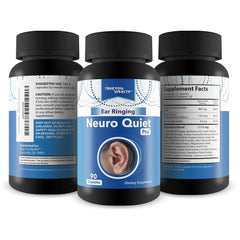 Label close-up of True You Health Ear Ringing Neuro Quiet Pro with quality cues
