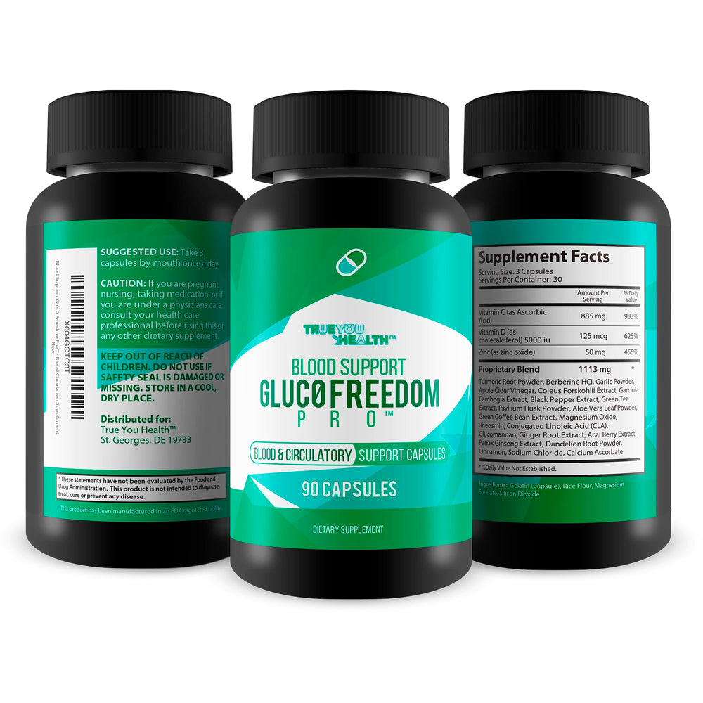 Gluc0 Freedom Pro capsules ready for daily routine in bottle.
