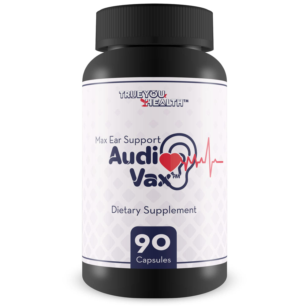 True You Health Max Ear Support Audi Vax bottle promotes ear health with premium nutrients.