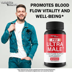 True You Health Pro Ultra Male capsules in hand suggest convenient daily use.
