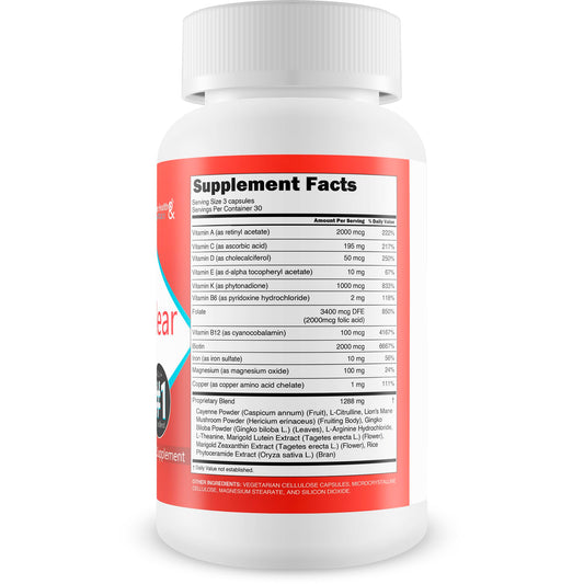 Pro VisiClear capsules close-up highlighting vitamin A for visual health.