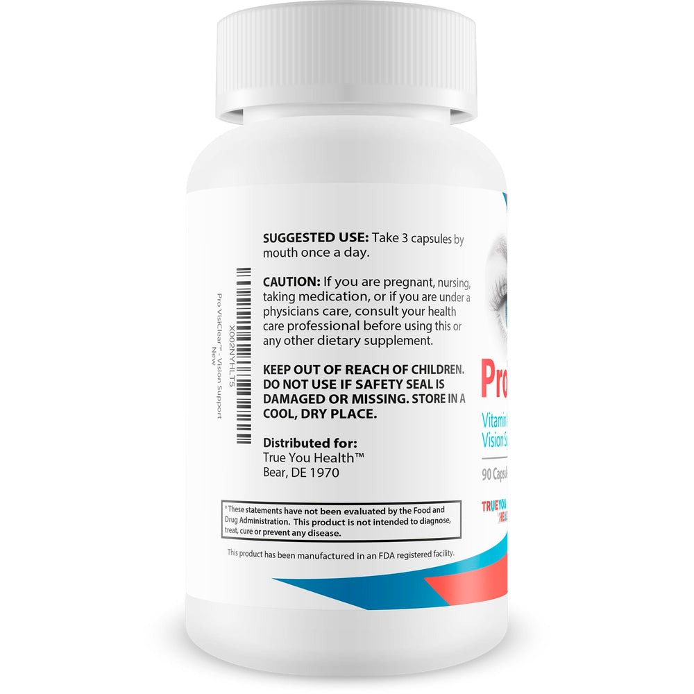 True You Health Pro VisiClear label view emphasizes USA-made quality.