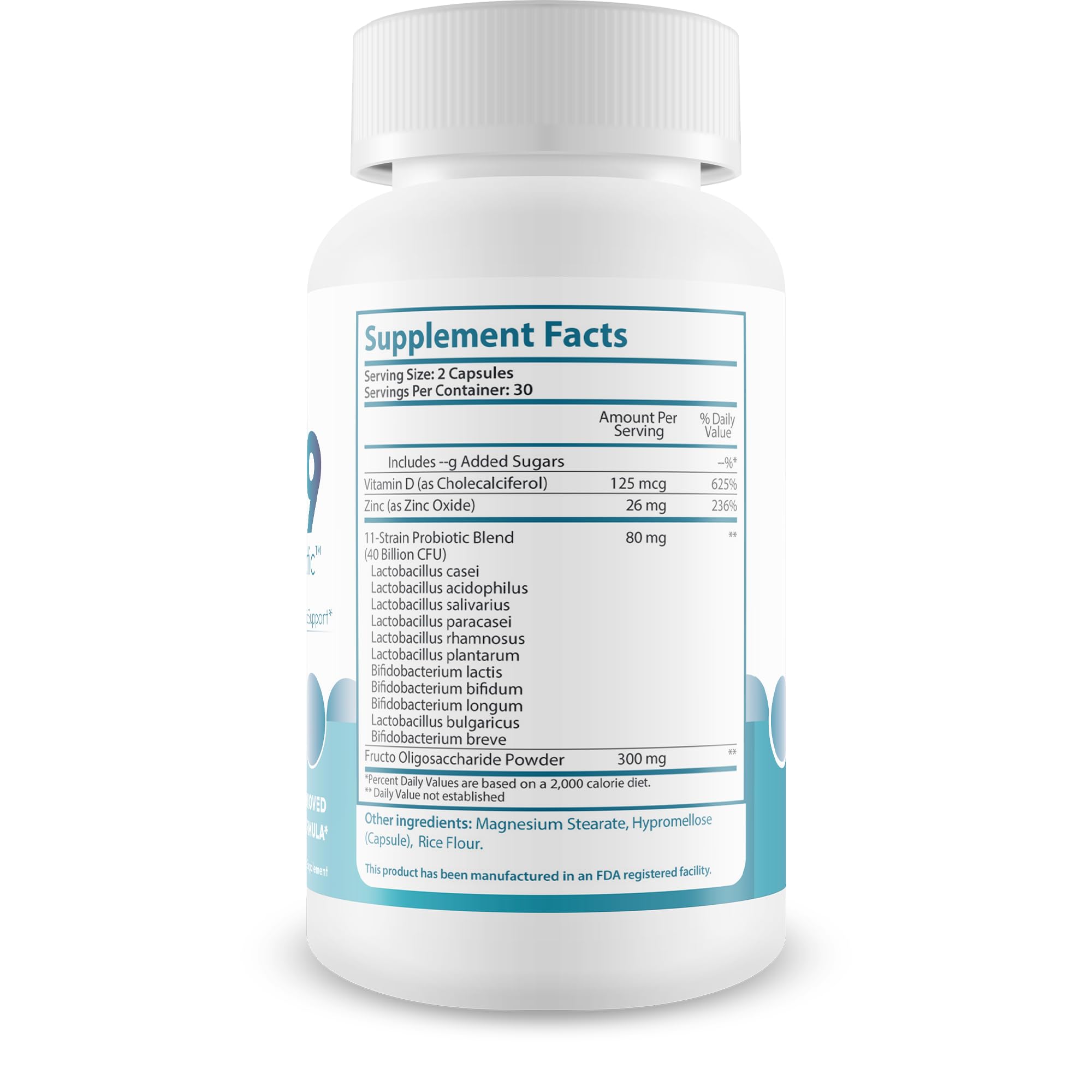 True You Health PurDent9 label shows vitamin D and zinc for enhanced oral care support