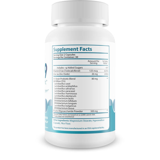 True You Health PurDent9 label shows vitamin D and zinc for enhanced oral care support