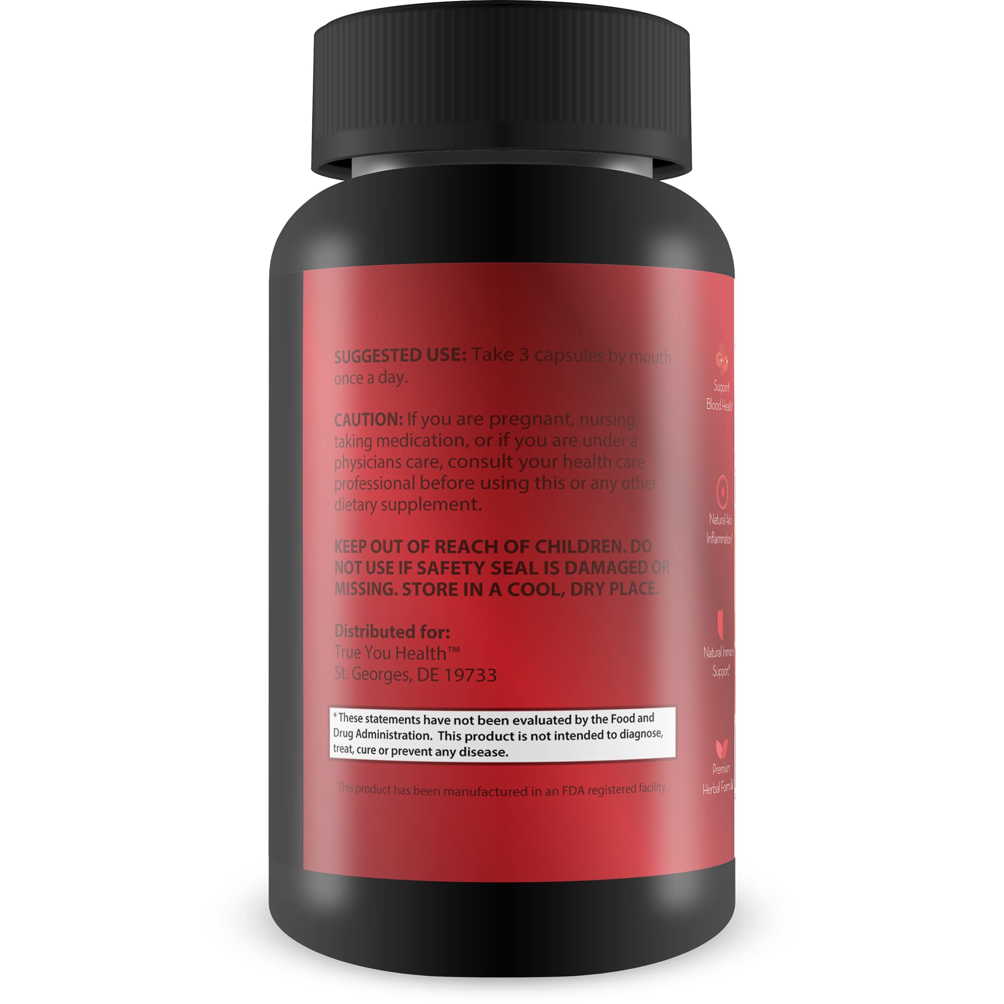 True You Health Sebi Blood Health Support berberine supports metabolic balance and antioxidant protection.