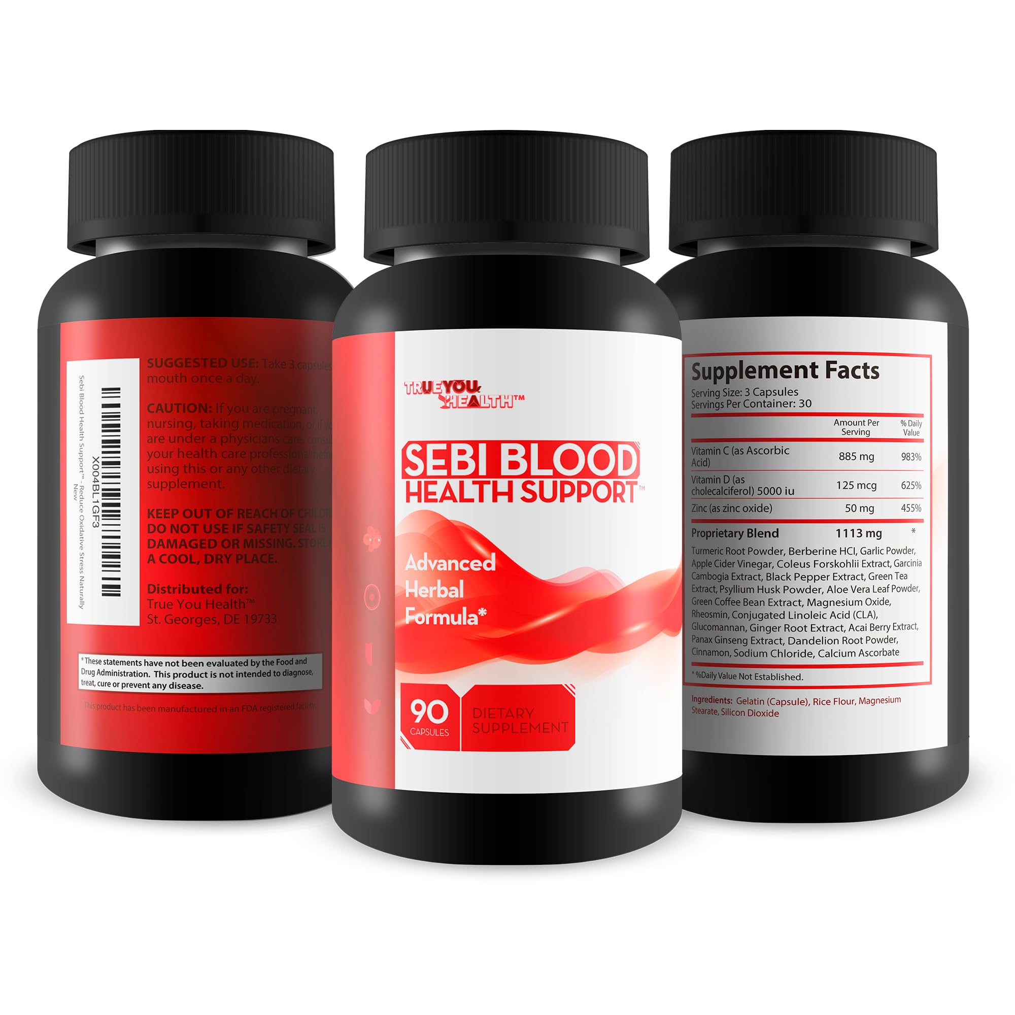 True You Health Sebi Blood Health Support turmeric-curcumin supports oxidative balance for daily wellness.