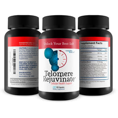 Pour shot of Telomere Rejuvenate capsules from the bottle for daily intake ritual.