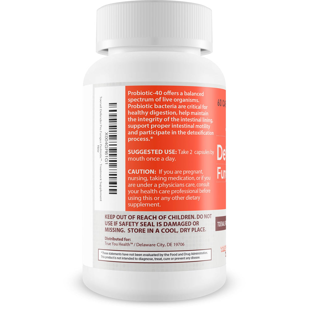 True You Health Toenail Defender Pro label detail shows dosing for daily routines.