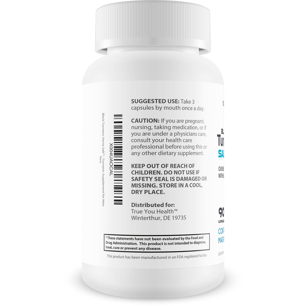 True You Health turmeric-curcumin blend jar with ginger evokes warm, earthy notes and antioxidant potential.