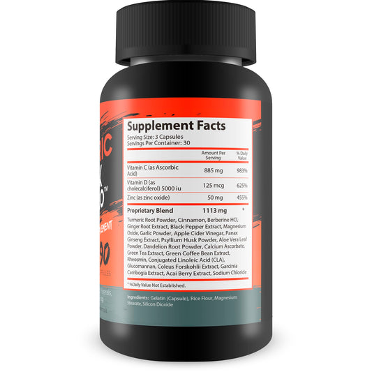 True You Health Turmeric Hack Pro bottle back shows ingredients and guidance for absorption.