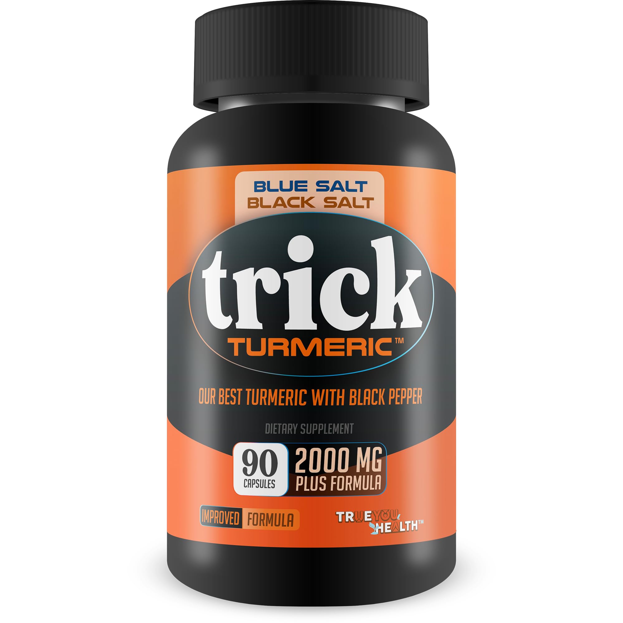 True You Health Turmeric Trick Blue Salt for Men bottle pouring for daily vitality