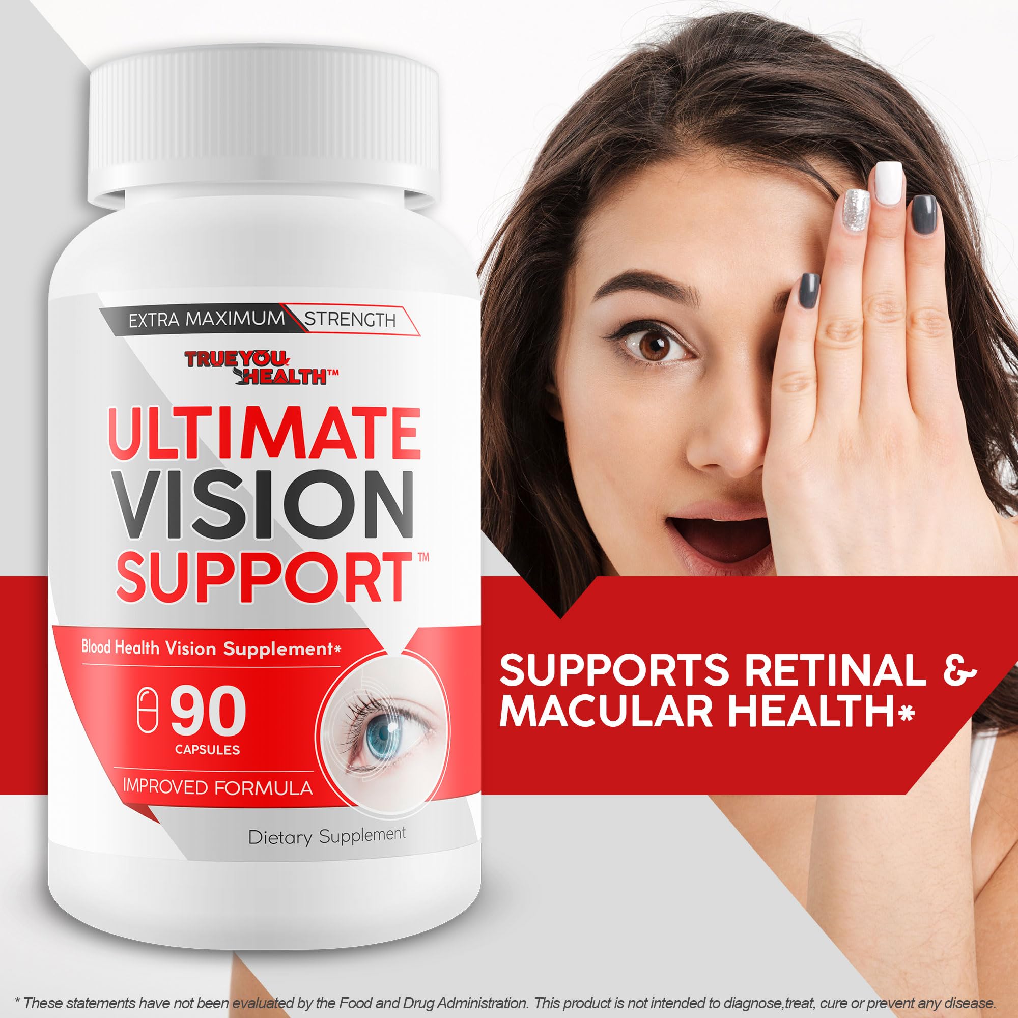 True You Health Ultimate Vision Support blue-light filtration graphic suggests clearer daytime vision.