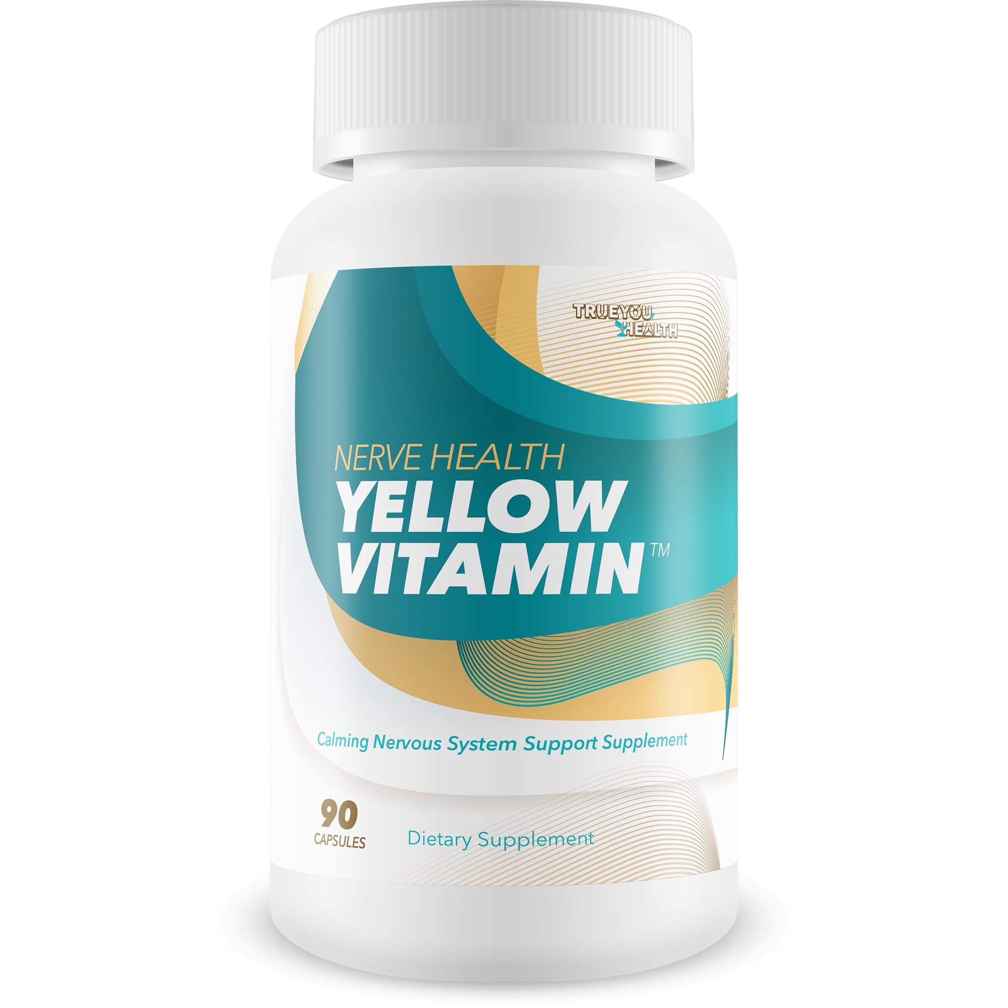True You Health Yellow Vitamin for Nerves bottle highlights daily nerve support.
