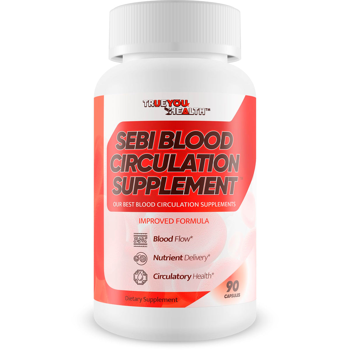 True You Health Sebi Iron Blood bottle showcases a blood flow support supplement for everyday vitality.