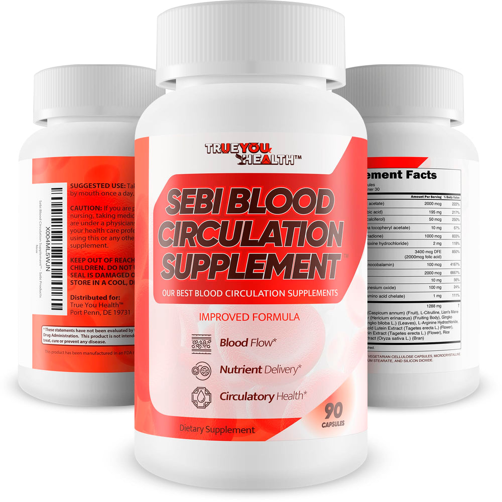 True You Health Sebi L-Citrulline and Ginkgo capsules image suggests natural vasodilation potential.