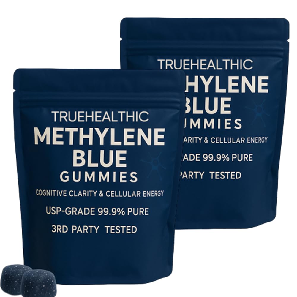 TRUEHEALTHIC Methylene Blue Gummies bottle shot for daily focus.